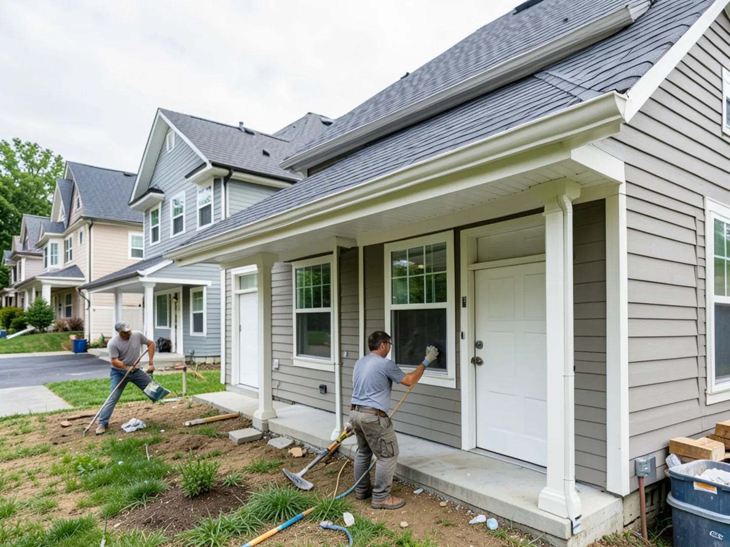 Attractive residential street in Rosenberg featuring homes with seamless gutters